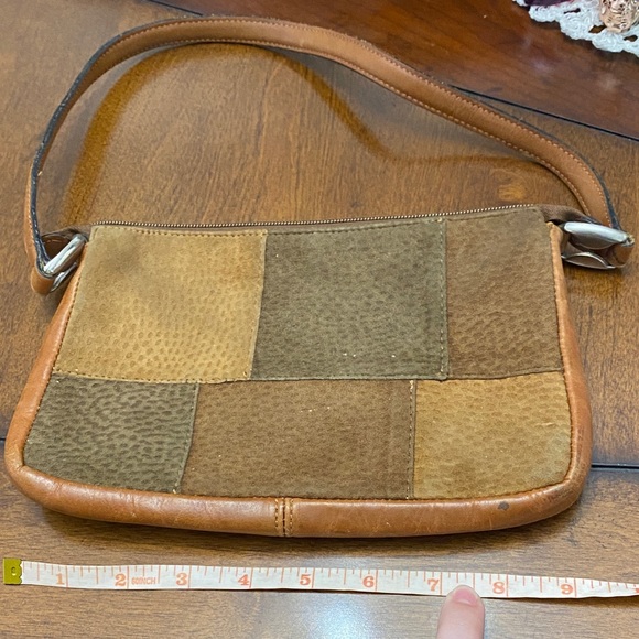 Patchwork Suede Leather Bag in Tan and Brown - Picture 8 of 9